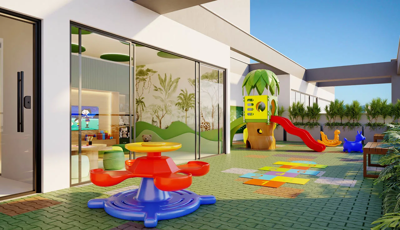 Playground a céu aberto na cobertura